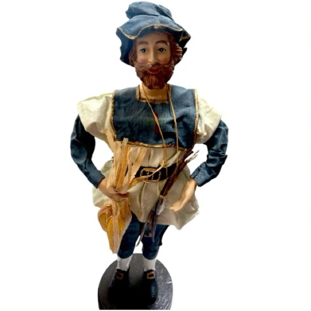 Vintage Silvestri Paper Mache Pilgrim Couple Set of 2 15” Thanksgiving Decor